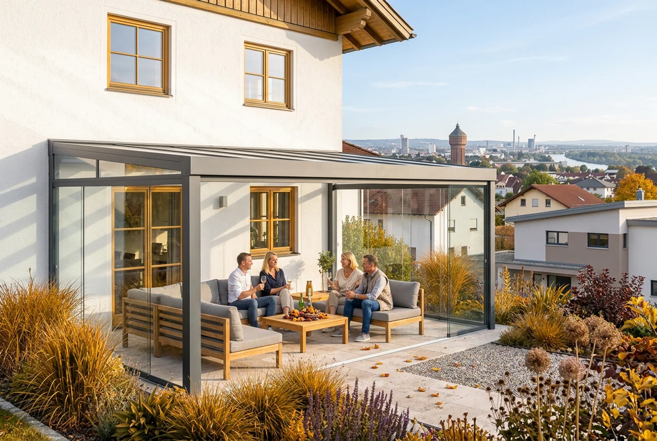 Kaltwintergarten mit Glasschiebewänden